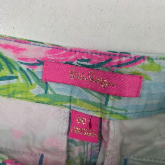 Lilly Pulitzer Shorts Womens 00 Flamingo Print Scallop Hem Summer Beach Casual - Picture 2 of 8